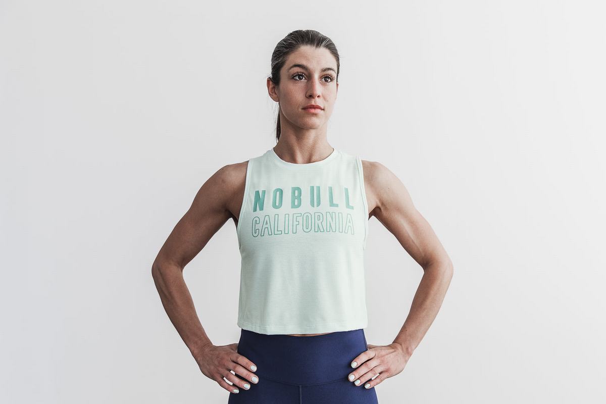 Nobull Muscle California Women\'s Tank Tops Green | Australia (VU6438)